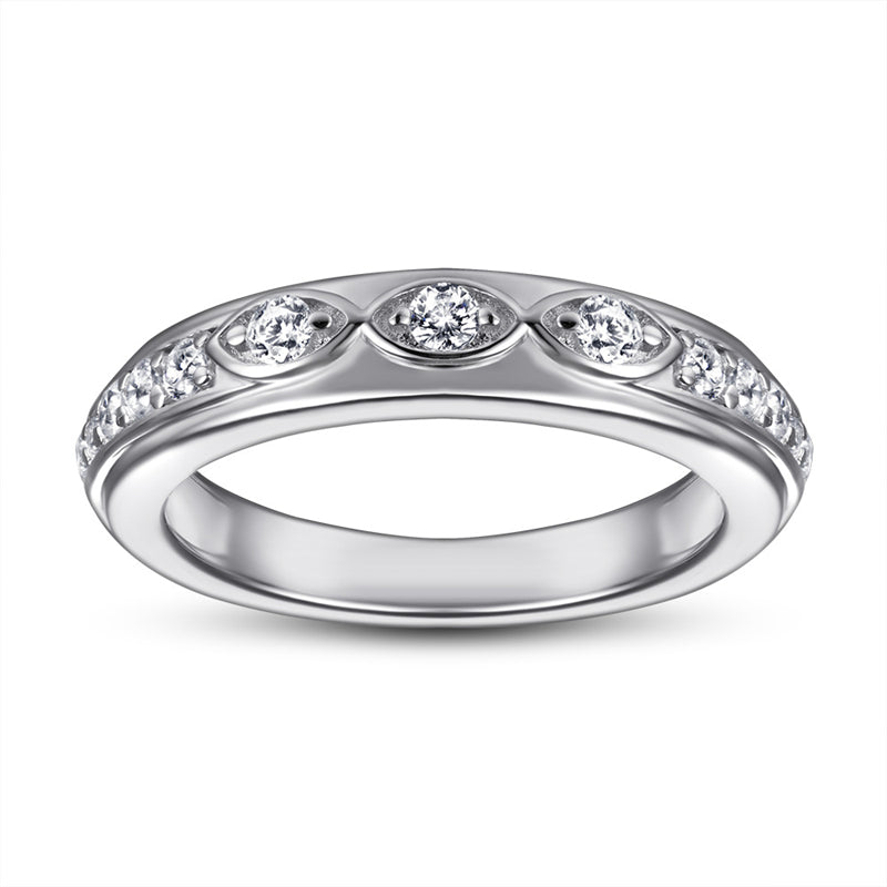 Marquise-Cut Zirconia 925 Silver Ring - Elegant European-Style Band