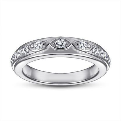 Marquise-Cut Zirconia 925 Silver Ring - Elegant European-Style Band