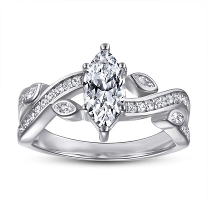 Marquise-Cut Zirconia 925 Silver Ring - European Luxury Statement Band