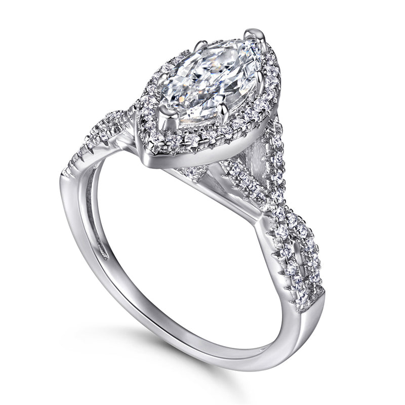 Marquise Cut 1-Carat Zircon Ring - 925 Sterling Silver Solitaire Statement Jewelry for Women