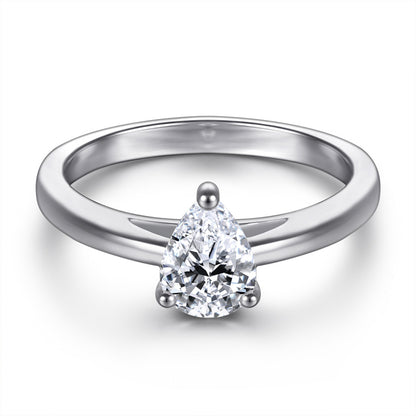 Marquise Cut Zircon Solitaire Ring - 925 Sterling Silver Minimalist Statement Jewelry
