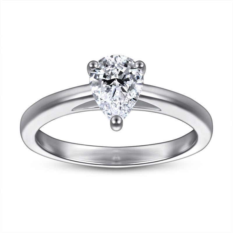 Marquise Cut Zircon Solitaire Ring - 925 Sterling Silver Minimalist Statement Jewelry