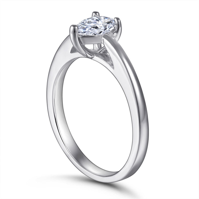 Marquise Cut Zircon Solitaire Ring - 925 Sterling Silver Minimalist Statement Jewelry