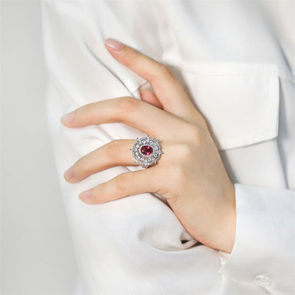 Marquise Ruby 925 Silver Ring - Octagonal High-Carbon Diamond Statement Band
