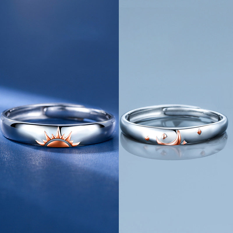 Matte Finish Heart Couple Rings - 925 Sterling Silver Korean-Inspired Matching Set