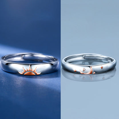 Matte Finish Heart Couple Rings - 925 Sterling Silver Korean-Inspired Matching Set