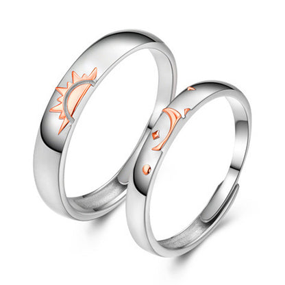 Matte Finish Heart Couple Rings - 925 Sterling Silver Korean-Inspired Matching Set