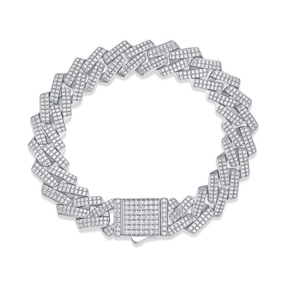 Men's Geometric Silver Bracelet with Small Moissanite for Office Wear