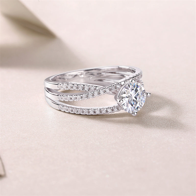 Minimalist 6.5mm Moissanite Band in Sterling Silver