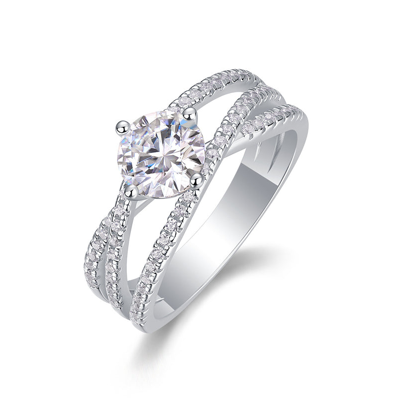 Minimalist 6.5mm Moissanite Band in Sterling Silver
