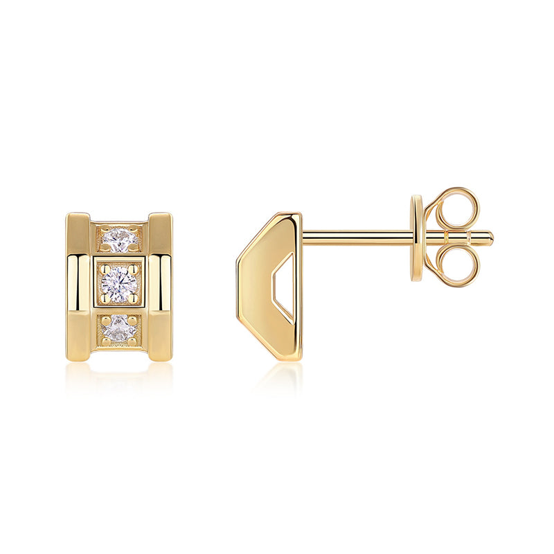 Minimalist 925 Silver Moissanite Earrings with Geometric Design
