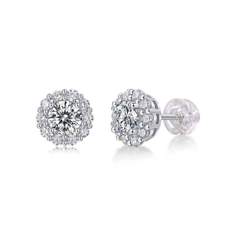 Minimalist 925 Silver Moissanite Earrings with Geometric Design