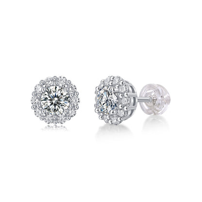 Minimalist 925 Silver Moissanite Earrings with Geometric Design