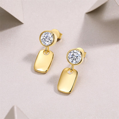 Minimalist 925 Silver Moissanite Earrings with Geometric Design