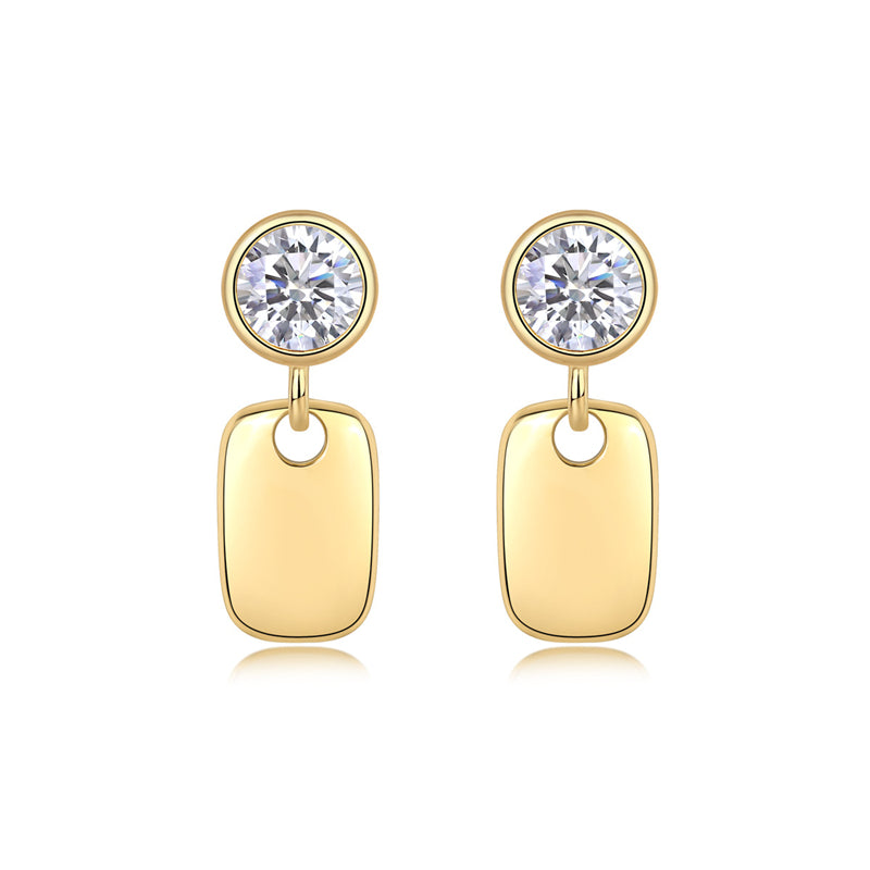 Minimalist 925 Silver Moissanite Earrings with Geometric Design