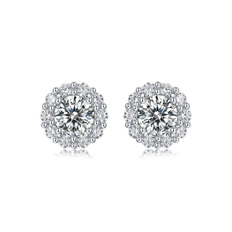 Minimalist 925 Silver Moissanite Earrings with Geometric Design