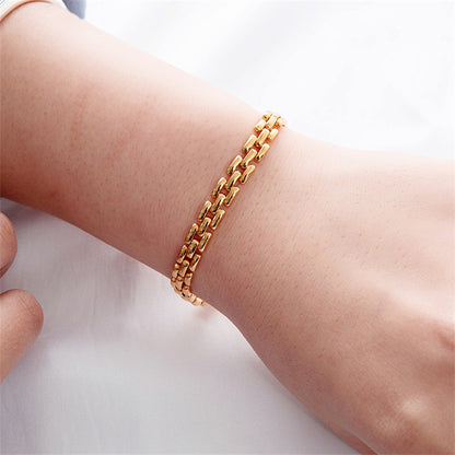 Minimalist Geometric Alloy Circle Bracelet - Genuine Gold Plated Women's Fashion Jewelry for Daily Wear