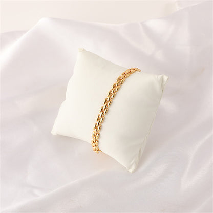 Minimalist Geometric Alloy Circle Bracelet - Genuine Gold Plated Women's Fashion Jewelry for Daily Wear