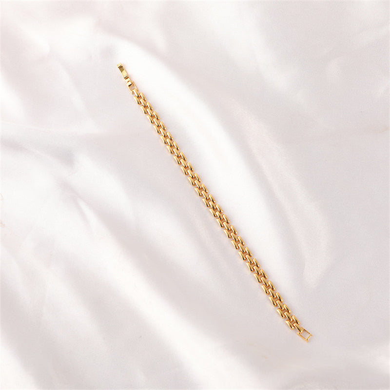 Minimalist Geometric Alloy Circle Bracelet - Genuine Gold Plated Women's Fashion Jewelry for Daily Wear