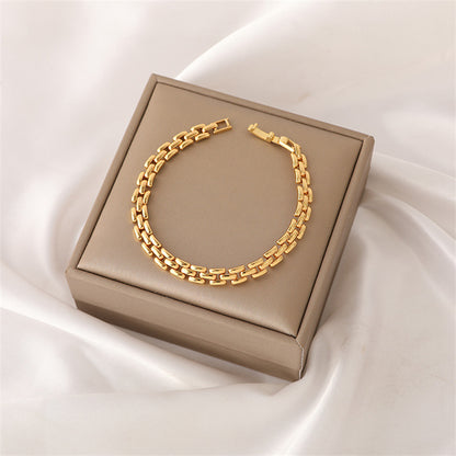 Minimalist Geometric Alloy Circle Bracelet - Genuine Gold Plated Women's Fashion Jewelry for Daily Wear