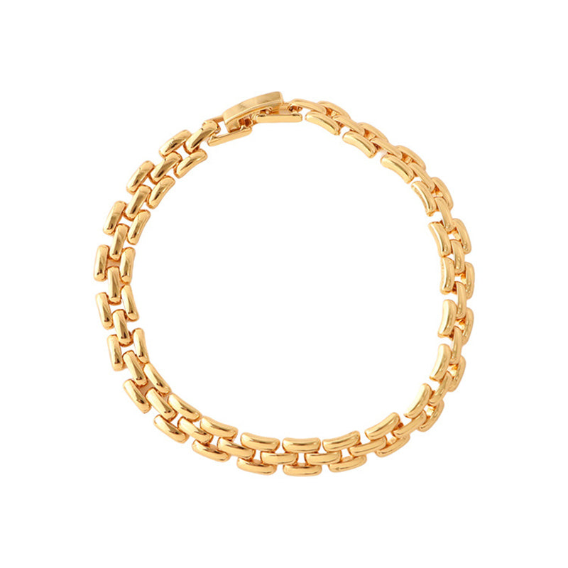 Minimalist Geometric Alloy Circle Bracelet - Genuine Gold Plated Women's Fashion Jewelry for Daily Wear