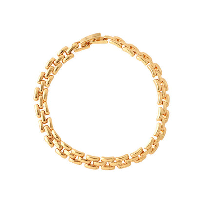 Minimalist Geometric Alloy Circle Bracelet - Genuine Gold Plated Women's Fashion Jewelry for Daily Wear
