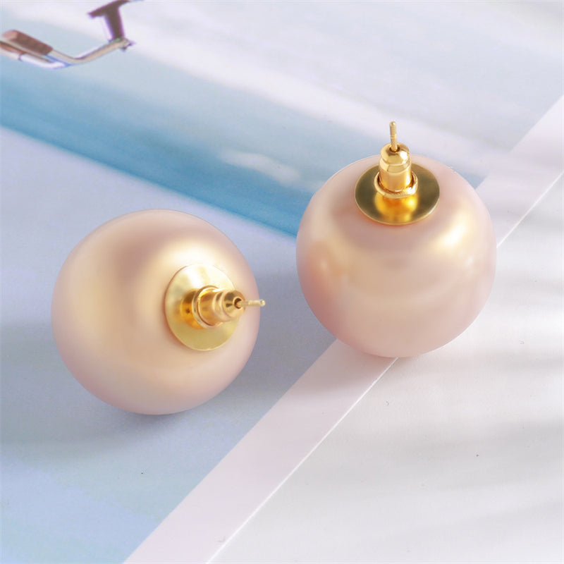 Minimalist Geometric Drop Earrings with High-Luster Pearl & 925 Silver Post (Gold Plated)