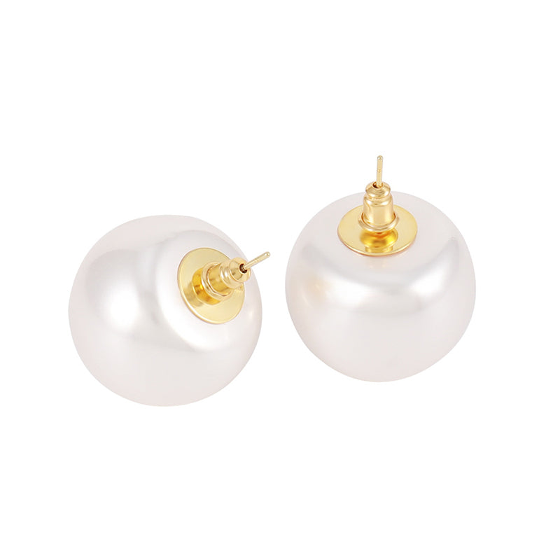Minimalist Geometric Drop Earrings with High-Luster Pearl & 925 Silver Post (Gold Plated)