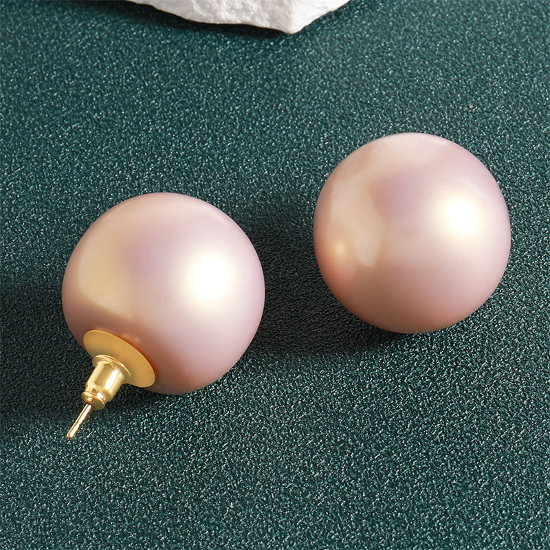 Minimalist Geometric Drop Earrings with High-Luster Pearl & 925 Silver Post (Gold Plated)