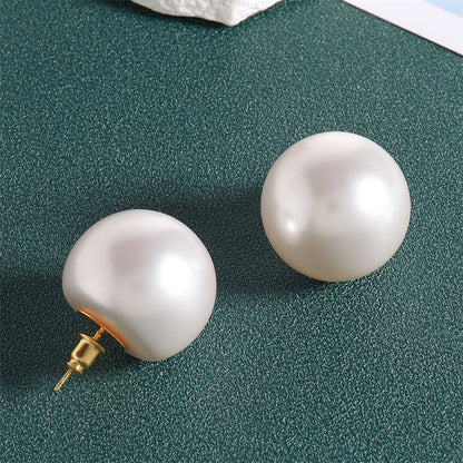Minimalist Geometric Drop Earrings with High-Luster Pearl & 925 Silver Post (Gold Plated)