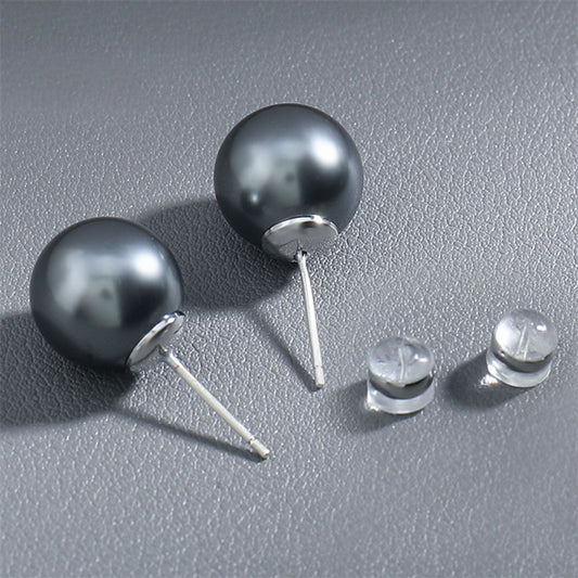 Minimalist Geometric Glass Bead Stud Earrings Set in Gold Plating (10mm/12mm/14mm)