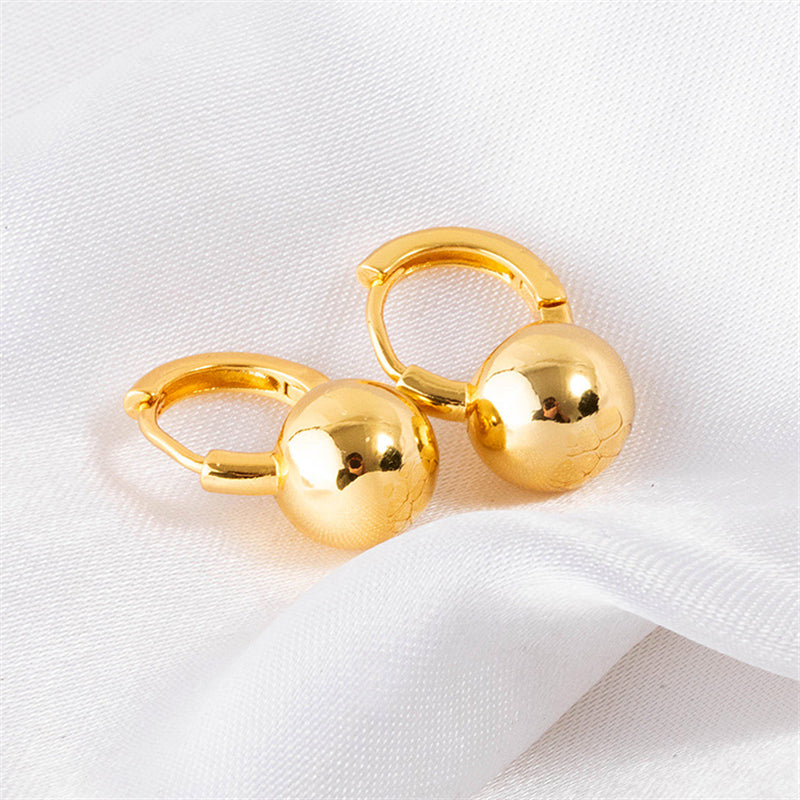 Minimalist Geometric Gold Plated Hoop Earrings for Women - Simple Circular Everyday Stud Earrings