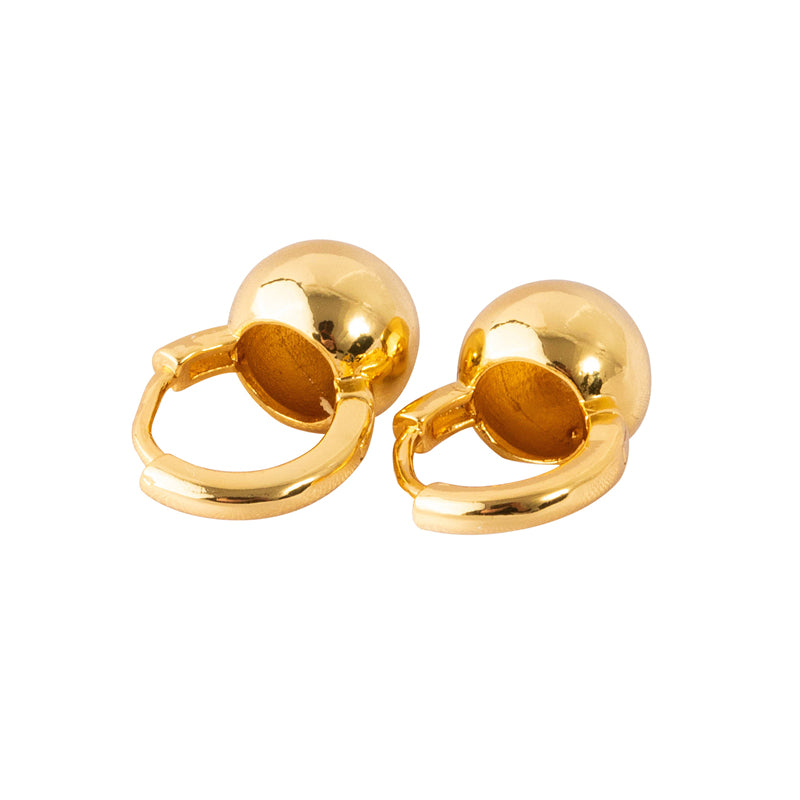 Minimalist Geometric Gold Plated Hoop Earrings for Women - Simple Circular Everyday Stud Earrings
