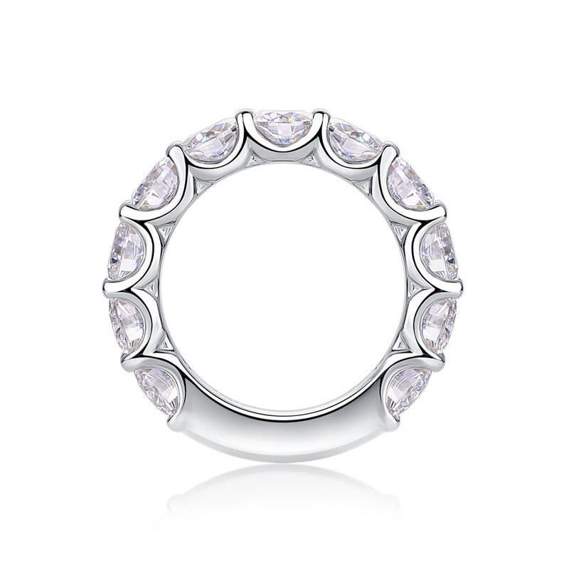 Minimalist Geometric Silver Band with Moissanite Sparkle