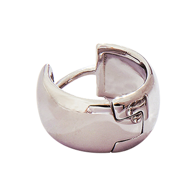 Minimalist Geometric Stud Earrings in White Gold - Circular Design Everyday Jewelry for Women