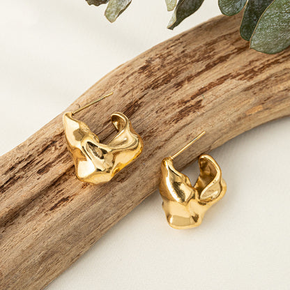 Minimalist Geometric Titanium Steel Stud Earrings - Vacuum Plated Gold Fashion Jewelry for Women