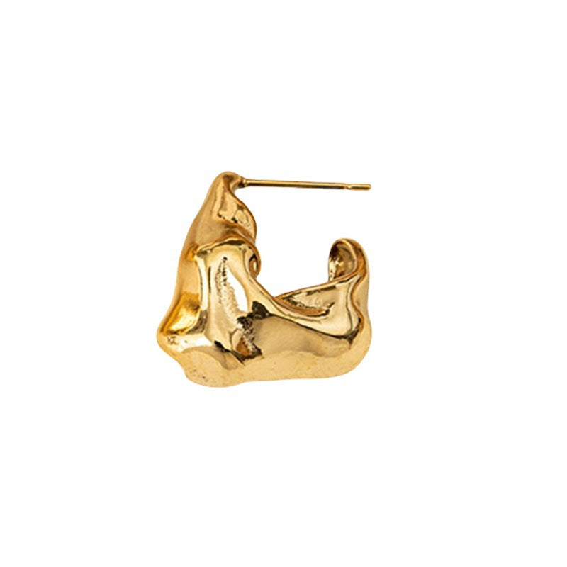 Minimalist Geometric Titanium Steel Stud Earrings - Vacuum Plated Gold Fashion Jewelry for Women