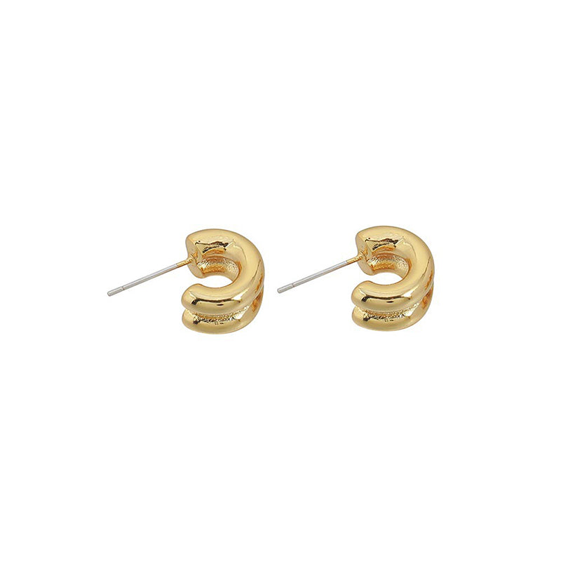 Minimalist Gold Plated C-Shaped Geometric Stud Earrings for Women