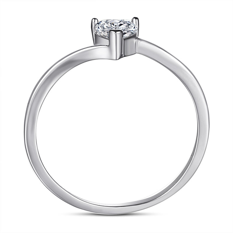 Minimalist Heart Zircon Ring - 925 Sterling Silver Dainty Love Jewelry for Women