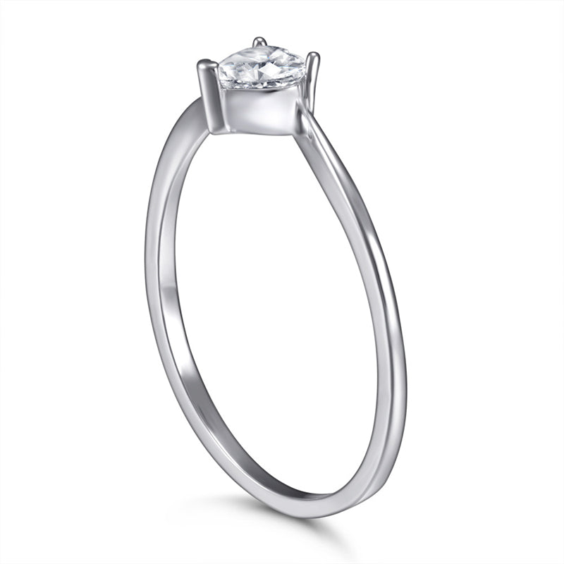 Minimalist Heart Zircon Ring - 925 Sterling Silver Dainty Love Jewelry for Women