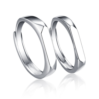 Minimalist Rhombus Couple Rings - 925 Sterling Silver Korean-Inspired Matching Set