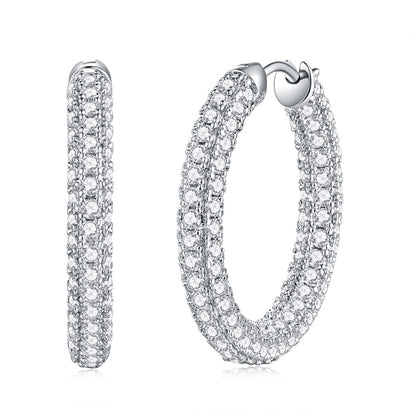 Minimalist Round Cut Moissanite Hoop Earrings