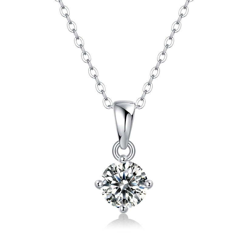 Minimalist Round Moissanite Pendant Necklace
