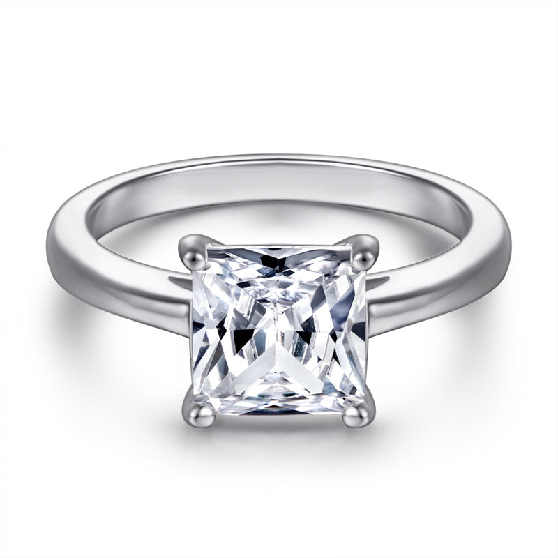 Minimalist Square Zircon  Ring - 925 Sterling Silver Dainty Geometric Ring for Women