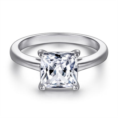 Minimalist Square Zircon  Ring - 925 Sterling Silver Dainty Geometric Ring for Women