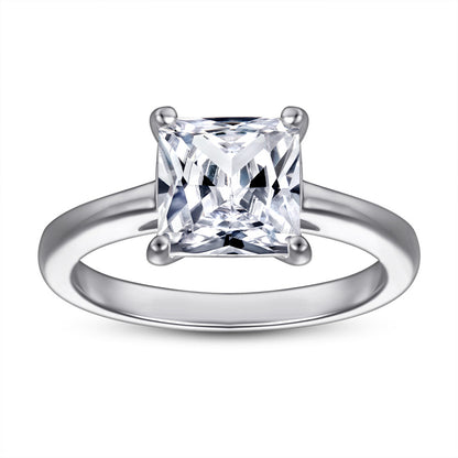 Minimalist Square Zircon  Ring - 925 Sterling Silver Dainty Geometric Ring for Women
