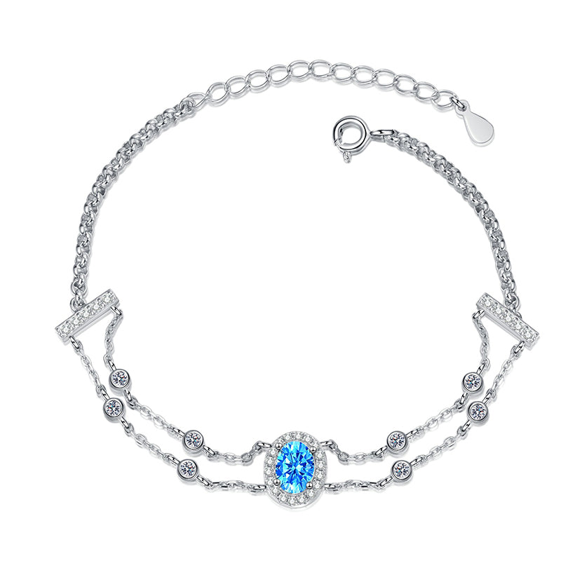 Minimalist Style Phoenix Koi Duck Animal Bracelet with 1ct White & Blue Moissanite, 5-Layer Rhodium Plated Sterling Silver