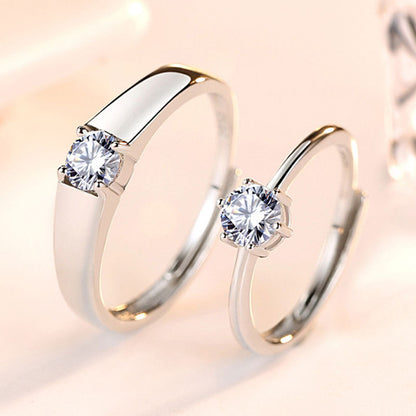 Minimalist Zircon Wedding Bands - 925 Sterling Silver Modern Couple Ring Set