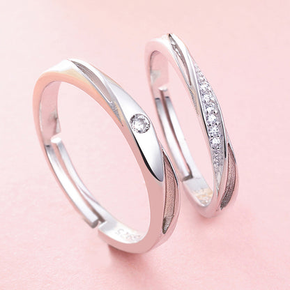 Möbius Infinity Couple Rings - 925 Sterling Silver Adjustable Matching Set