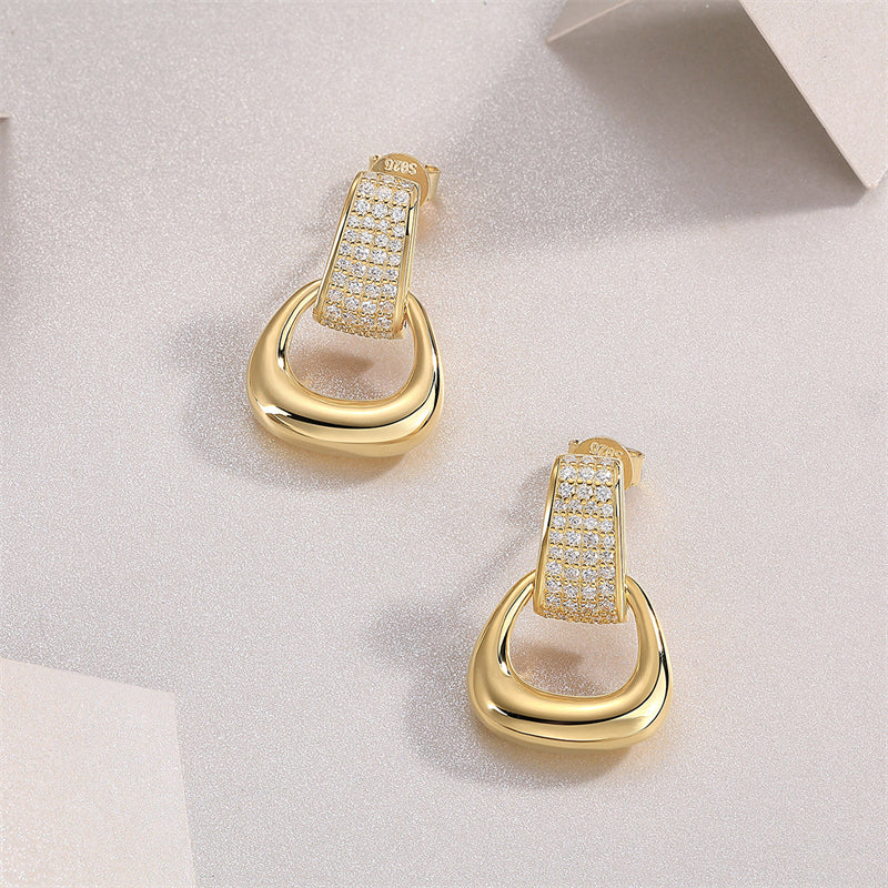 Modern Geometric Moissanite Earrings in Sterling Silver